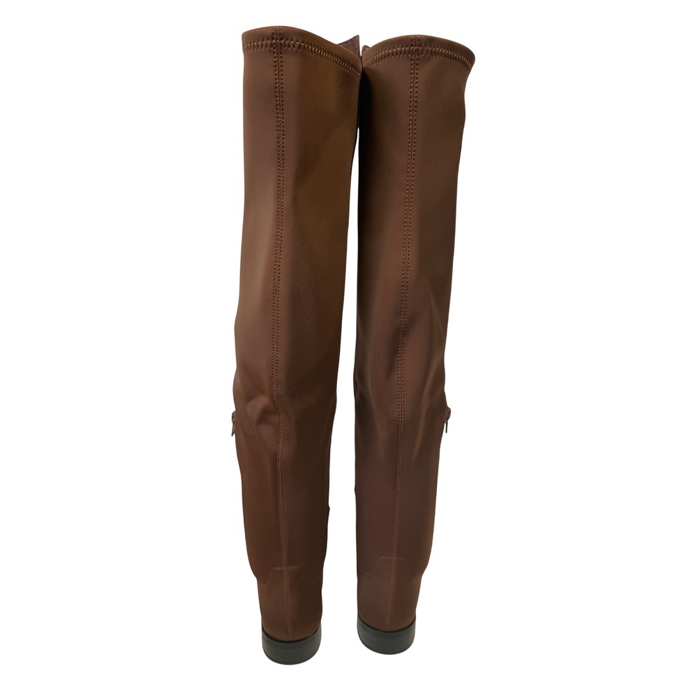J.Crew Sueded Knee-High Boots Chocolate Brown Stretch Minimalist 8.5 NEW - Picture 4 of 9